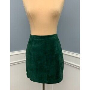 Vintage Gitano Skirt Womens 7/8 Mini A-Line Genuine Suede Leather 90s Full Liner
